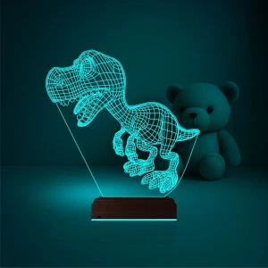 Sevimli Dinozor 3D Lamba - Masa Gece Lambası