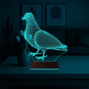Güvercin Kuş 3D Lamba - Masa Gece Lambası Güvercin Kuş 3D Lamba - Masa Gece Lambası