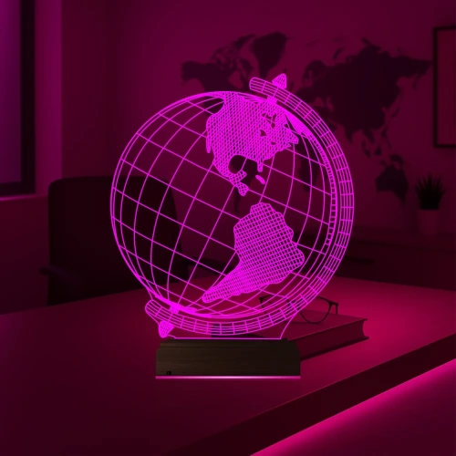 Dünya Globe Ofis Hediye 3D Lamba - Masa Gece Lambası