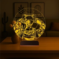 Astronot Gezegen 3D Lamba - Masa Gece Lambası