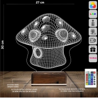 Çocuk Odası Mantar 3D Lamba - Masa Gece Lambası