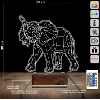Fil Polygonal 3D Lamba - Masa Gece Lambası