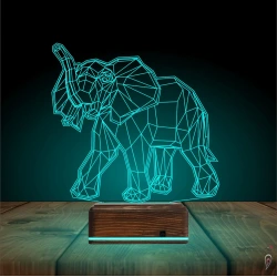 Fil Polygonal 3D Lamba - Masa Gece Lambası