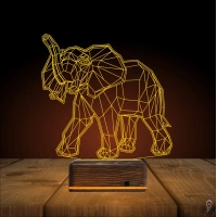 Fil Polygonal 3D Lamba - Masa Gece Lambası