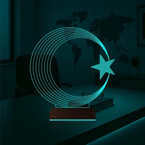 Ay Yıldız Türk Bayrağı 3D Lamba - Masa Gece Lambası