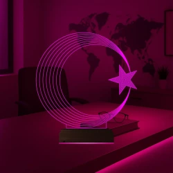 Ay Yıldız Türk Bayrağı 3D Lamba - Masa Gece Lambası Ay Yıldız Türk Bayrağı 3D Lamba - Masa Gece Lambası