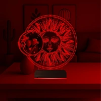 Güneş Ay Mistik 3D Lamba - Masa Gece Lambası