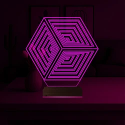 Geometrik Küp 3D Lamba - Masa Gece Lambası Geometrik Küp 3D Lamba - Masa Gece Lambası
