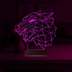 Kurt Başı 3D Lamba - Masa Gece Lambası
