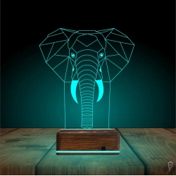 Fil Polygonal 3D Lamba - Masa Gece Lambası