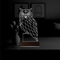 Baykuş Polygonal 3D Lamba - Masa Gece Lambası