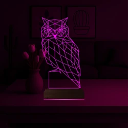 Baykuş Polygonal 3D Lamba - Masa Gece Lambası Baykuş Polygonal 3D Lamba - Masa Gece Lambası