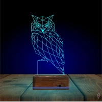 Baykuş Polygonal 3D Lamba - Masa Gece Lambası