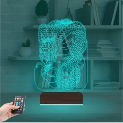 Yılan Tattoo Tato Tasarım 3D Lamba - Masa Gece Lambası Yılan Tattoo Tato Tasarım 3D Lamba - Masa Gece Lambası