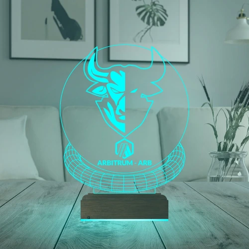 Crypto Arbitrum Arb Coin Kripto Finans 3D Lamba - Masa Gece Lambası
