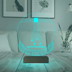 Crypto Miner Mining Madenci Kripto Finans 3D Lamba - Masa Gece Lambası