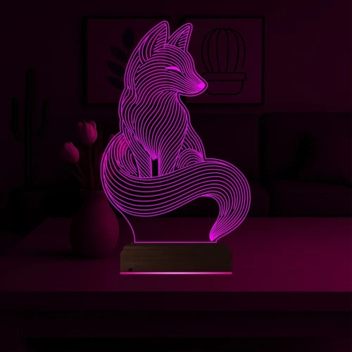 Dekoratif Tilki Tasarım 3D Lamba - Masa Gece Lambası