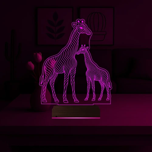 Dekoratif Zürafa Tasarım 3D Lamba - Masa Gece Lambası