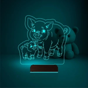 Çocuk Odası Domuz Yavru Domuz 3D Lamba - Masa Gece Lambası