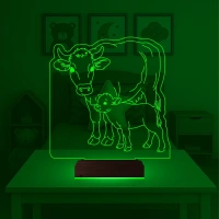 Çocuk Odası İnek İnek Yavrusu 3D Lamba - Masa Gece Lambası