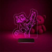 Çocuk Odası Rakun 3D Lamba - Masa Gece Lambası