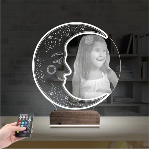 Ay Dede Fotoğraflı 3D Lamba - Masa Gece Lambası