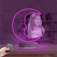 Ay Dede Fotoğraflı 3D Lamba - Masa Gece Lambası