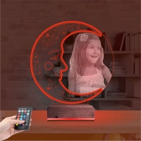 Ay Dede Fotoğraflı 3D Lamba - Masa Gece Lambası