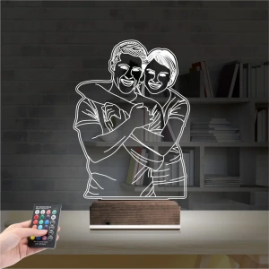 Çizim Kişiye Özel Fotoğraflı 3D Lamba - Masa Gece Lambası