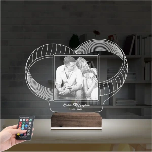 Yüzük Alyans Yıl Dönümü Fotoğraflı 3D Lamba - Masa Gece Lambası Yüzük Alyans Yıl Dönümü Fotoğraflı 3D Lamba - Masa Gece Lambası