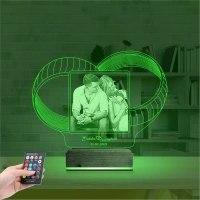 Yüzük Alyans Yıl Dönümü Fotoğraflı 3D Lamba - Masa Gece Lambası