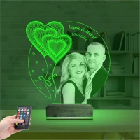 Kalp Sevgiliye Hediye Fotoğraflı 3D Lamba - Masa Gece Lambası