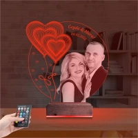 Kalp Sevgiliye Hediye Fotoğraflı 3D Lamba - Masa Gece Lambası