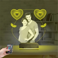 Kalp Melek Sevgiliye Hediye Fotoğraflı 3D Lamba - Masa Gece Lambası