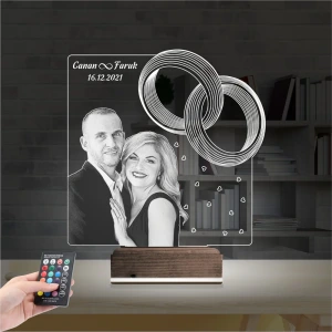 Yüzük Alyans Yıl Dönümü Fotoğraflı 3D Lamba - Masa Gece Lambası Yüzük Alyans Yıl Dönümü Fotoğraflı 3D Lamba - Masa Gece Lambası