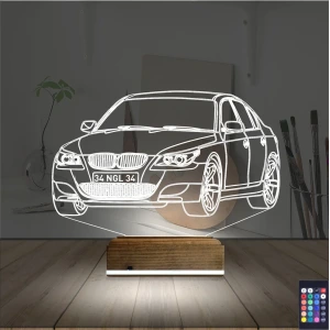 Spor Araba Bmw Kişiye Özel 3D Lamba - Masa Gece Lambası