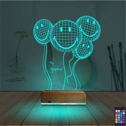 Balon Smile Doğum Günü Kişiye Özel 3D Lamba - Masa Gece Lambası Balon Smile Doğum Günü Kişiye Özel 3D Lamba - Masa Gece Lambası