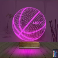 Basketbol Topu Kişiye Özel 3D Lamba - Masa Gece Lambası
