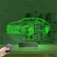 Araba Bmw M8 Kişiye Özel 3D Lamba - Masa Gece Lambası