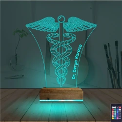 Doktor Tıp Logo Kişiye Özel 3D Lamba - Masa Gece Lambası