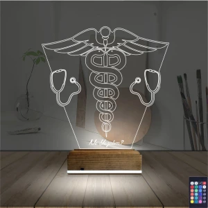 Doktor Tıp Logo Kişiye Özel 3D Lamba - Masa Gece Lambası