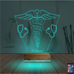 Doktor Tıp Logo Kişiye Özel 3D Lamba - Masa Gece Lambası