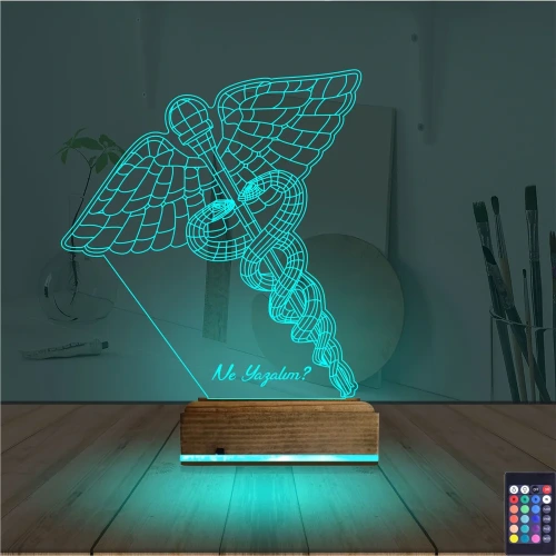 Doktor Tıp Logo Kişiye Özel 3D Lamba - Masa Gece Lambası