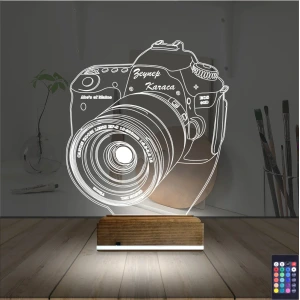 Fotoğraf Makinesi Fotoğrafçı Kişiye Özel 3D Lamba - Masa Gece Lambası Fotoğraf Makinesi Fotoğrafçı Kişiye Özel 3D Lamba - Masa Gece Lambası