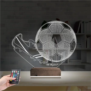 Futbol Topu Krampon Futbolcu Kişiye Özel 3D Lamba - Masa Gece Lambası