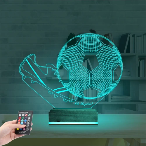 Futbol Topu Krampon Futbolcu Kişiye Özel 3D Lamba - Masa Gece Lambası