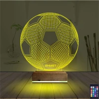 Futbol Topu Futbolcu Taraftar Kişiye Özel 3D Lamba - Masa Gece Lambası