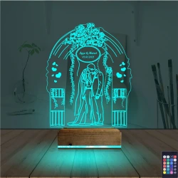 Gelin Damat Yıldönümü Kişiye Özel 3D Lamba - Masa Gece Lambası Gelin Damat Yıldönümü Kişiye Özel 3D Lamba - Masa Gece Lambası