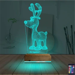 Geyik Yılbaşı Kişiye Özel 3D Lamba - Masa Gece Lambası Geyik Yılbaşı Kişiye Özel 3D Lamba - Masa Gece Lambası