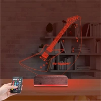 Elektro Gitar Müzik Kişiye Özel 3D Lamba - Masa Gece Lambası